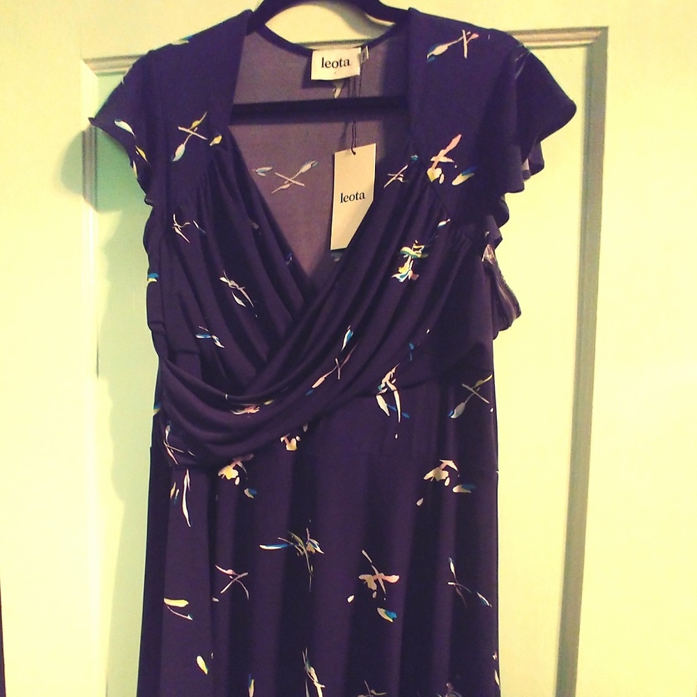 LEOTA Sweetheart Dress Navy Color Splash 1L NWT